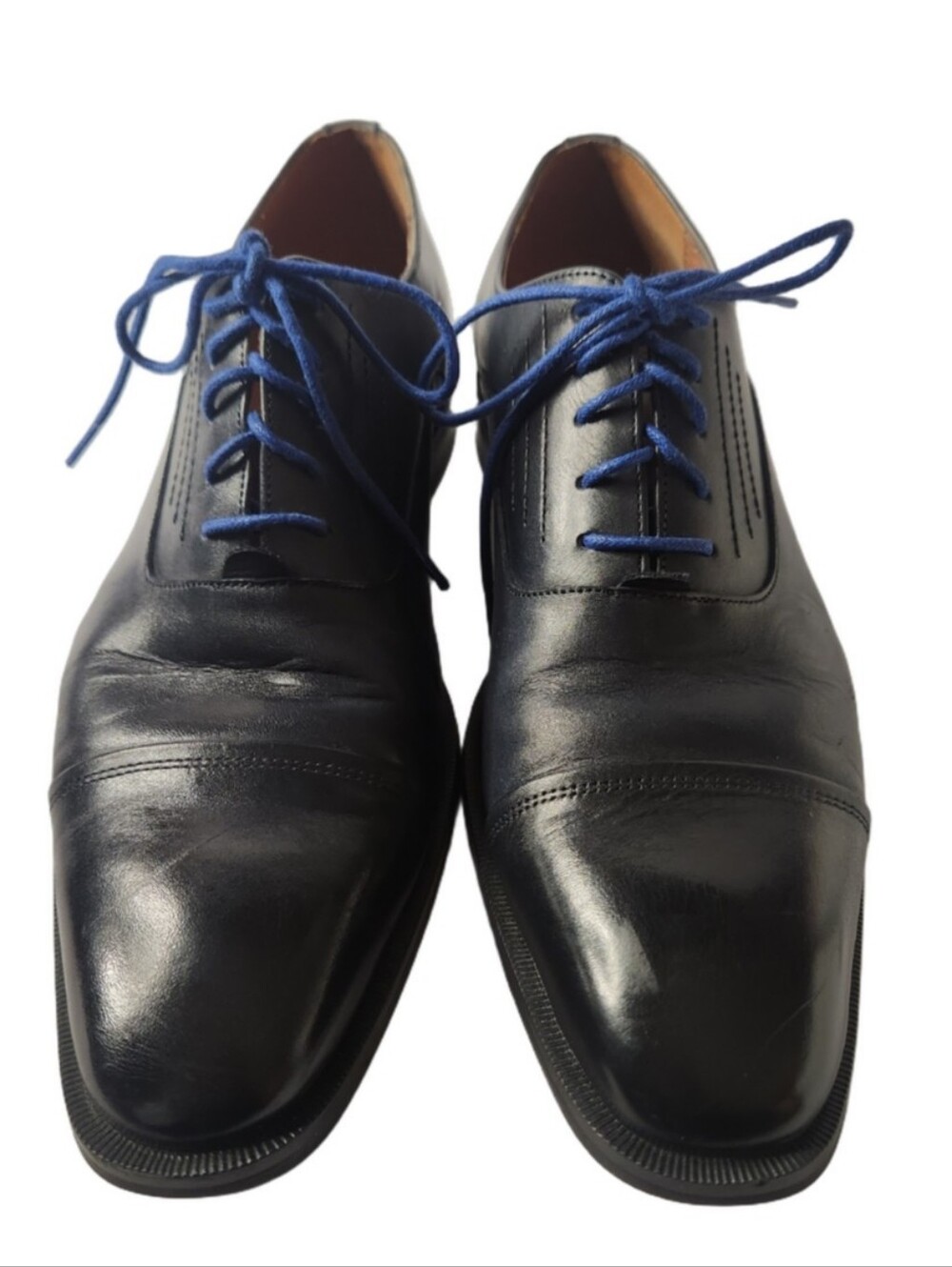 Vintage Foundry Co Men's Blue Leather Dress Shoes with Blue Laces 8.5